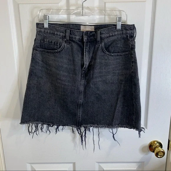 EVERLANE BLACK DENIM RAW HEM SKIRT SIZE 30 - Picture 3 of 6